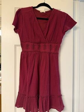 Altard State- V-Neck Raspberry Babydoll Dress